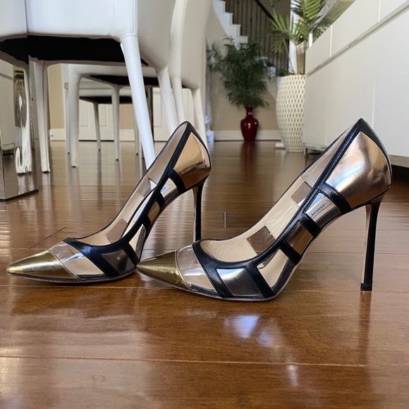 Jimmy Choo Shoes - Jimmy Choo ROMY Gold Metallic Mix Pumps
